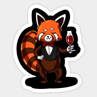 Red Panda Bear Wine Drinking Party Sticker